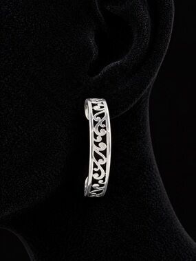 Belk Silver Hoop Earrings with an Intricate Design Made for Sensitive Ears